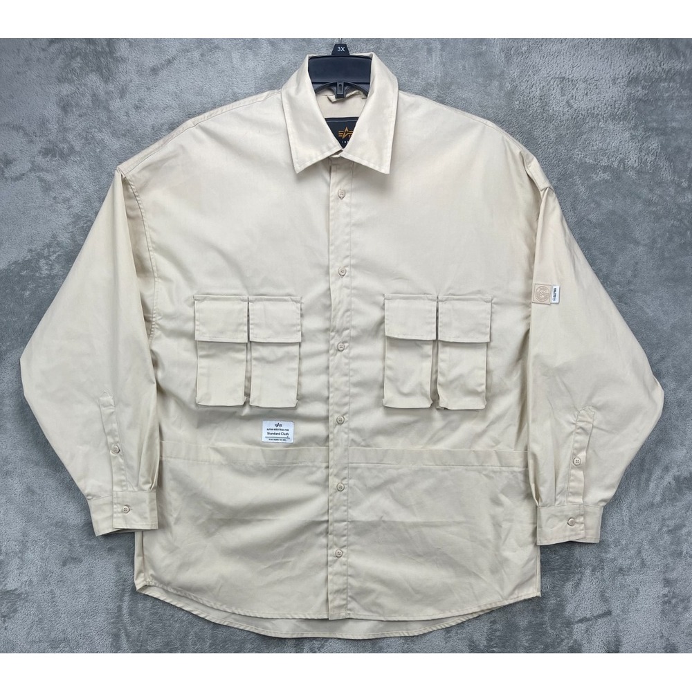NWOT Alpha Industries Men's Jacket Shirt Sz M Cream Cloth Takibi Utility Pockets